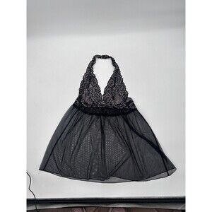 Victoria's Secret Sexy Little Things Sheer Lace Open Front Babydoll Black L/G